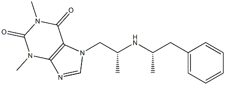 1,3-Dimethyl-7-[(R)-2-[[(S)-1-methyl-2-phenylethyl]amino]propyl]-7H-purine-2,6(1H,3H)-dione 구조식 이미지
