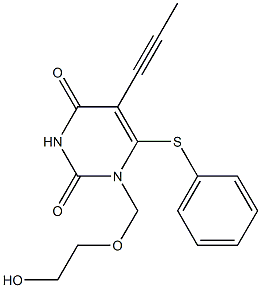 1-(2-Hydroxyethoxymethyl)-6-phenylthio-5-(1-propynyl)uracil Structure