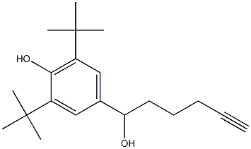 1-[3,5-Di(tert-butyl)-4-hydroxyphenyl]-5-hexyn-1-ol 구조식 이미지