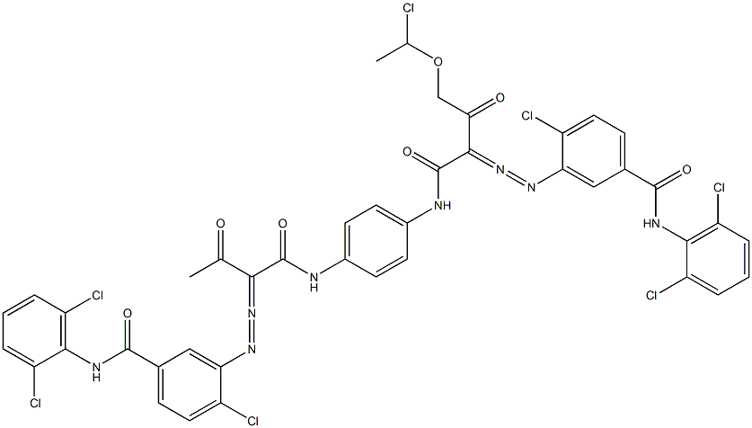 3,3'-[2-[(1-Chloroethyl)oxy]-1,4-phenylenebis[iminocarbonyl(acetylmethylene)azo]]bis[N-(2,6-dichlorophenyl)-4-chlorobenzamide] 구조식 이미지