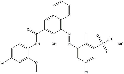 3-Chloro-6-methyl-5-[[3-[[(4-chloro-2-methoxyphenyl)amino]carbonyl]-2-hydroxy-1-naphtyl]azo]benzenesulfonic acid sodium salt 구조식 이미지