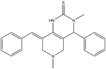 8-Benzylidene-3,4,5,6,7,8-hexahydro-6-methyl-4-phenyl-3-methylpyrido[4,3-d]pyrimidine-2(1H)-thione 구조식 이미지