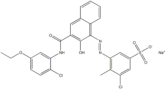 3-Chloro-4-methyl-5-[[3-[[(2-chloro-5-ethoxyphenyl)amino]carbonyl]-2-hydroxy-1-naphtyl]azo]benzenesulfonic acid sodium salt 구조식 이미지