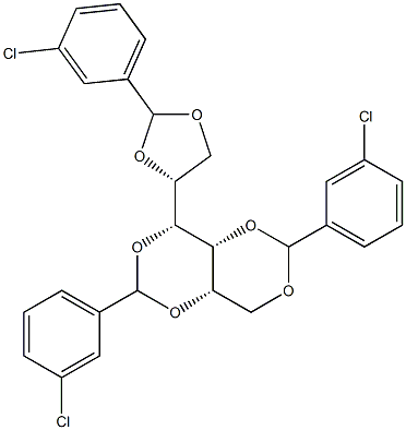 1-O,3-O:2-O,4-O:5-O,6-O-Tris(3-chlorobenzylidene)-D-glucitol 구조식 이미지