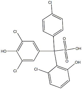 (4-Chlorophenyl)(2-chloro-6-hydroxyphenyl)(3,5-dichloro-4-hydroxyphenyl)methanesulfonic acid 구조식 이미지