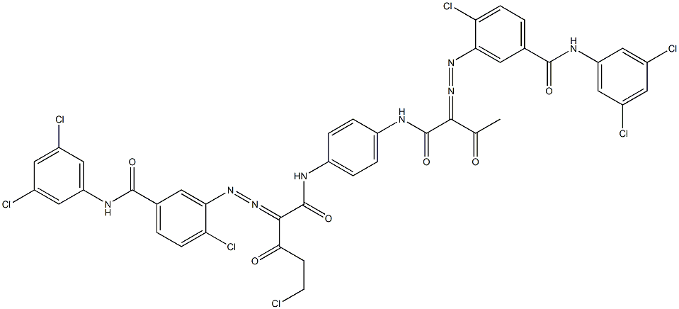 3,3'-[2-(Chloromethyl)-1,4-phenylenebis[iminocarbonyl(acetylmethylene)azo]]bis[N-(3,5-dichlorophenyl)-4-chlorobenzamide] 구조식 이미지