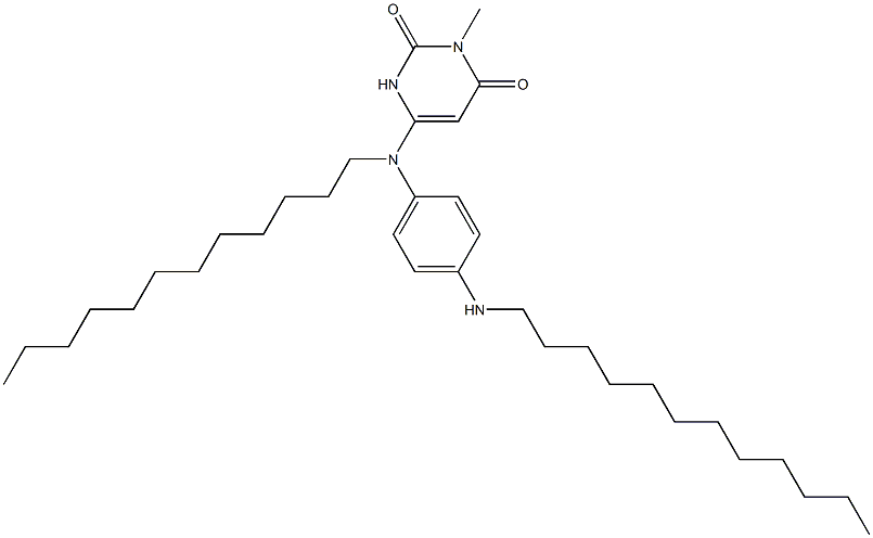 6-[N-Dodecyl-N-(4-dodecylaminophenyl)amino]-3-methylpyrimidine-2,4(1H,3H)-dione 구조식 이미지