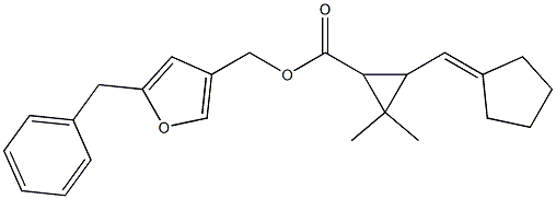 2-(Cyclopentylidenemethyl)-3,3-dimethylcyclopropanecarboxylic acid (2-benzylfuran-4-yl)methyl ester Structure