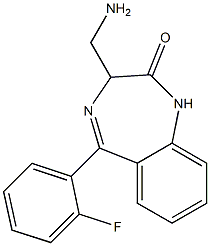 3-Aminomethyl-5-(2-fluorophenyl)-1H-1,4-benzodiazepin-2(3H)-one 구조식 이미지