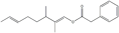 Phenylacetic acid 2,3-dimethyl-1,6-octadienyl ester Structure