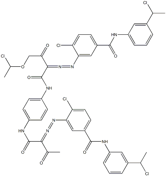 3,3'-[2-[(1-Chloroethyl)oxy]-1,4-phenylenebis[iminocarbonyl(acetylmethylene)azo]]bis[N-[3-(1-chloroethyl)phenyl]-4-chlorobenzamide] 구조식 이미지