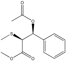 (2S,3S)-2-(Methylthio)-3-acetoxy-3-phenylpropionic acid methyl ester 구조식 이미지