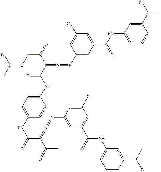 3,3'-[2-[(1-Chloroethyl)oxy]-1,4-phenylenebis[iminocarbonyl(acetylmethylene)azo]]bis[N-[3-(1-chloroethyl)phenyl]-5-chlorobenzamide] 구조식 이미지