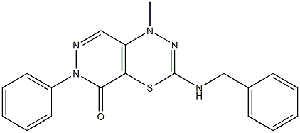 3-(Benzylamino)-1-methyl-6-phenyl-1H-pyridazino[4,5-e][1,3,4]thiadiazin-5(6H)-one 구조식 이미지