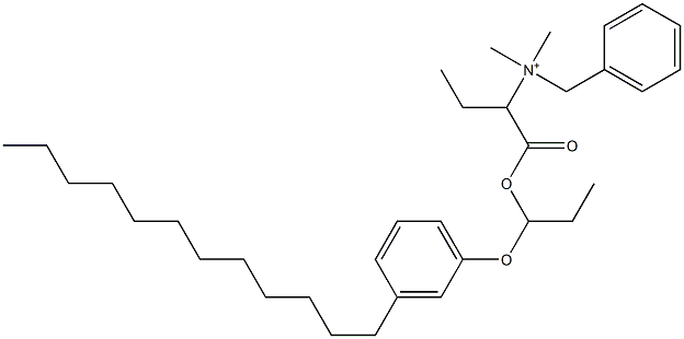 N,N-Dimethyl-N-benzyl-N-[1-[[1-(3-dodecylphenyloxy)propyl]oxycarbonyl]propyl]aminium 구조식 이미지