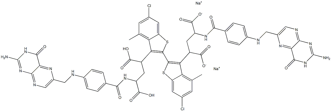 Disodium 6,6'-dichloro-4,4'-dimethyl-2,2'-bi(benzo[b]thiophene)-3,3'-diolate 구조식 이미지