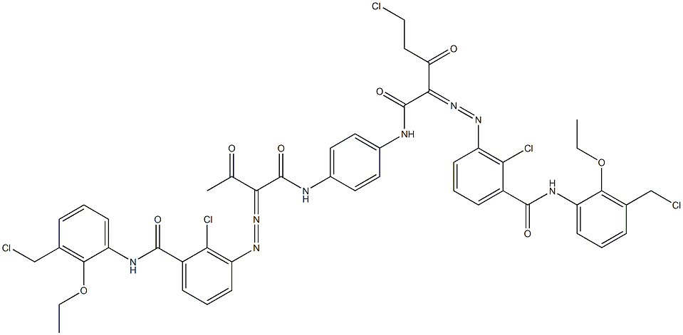 3,3'-[2-(Chloromethyl)-1,4-phenylenebis[iminocarbonyl(acetylmethylene)azo]]bis[N-[3-(chloromethyl)-2-ethoxyphenyl]-2-chlorobenzamide] 구조식 이미지