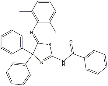 2-(Benzoylamino)-5-(2,6-dimethylphenylimino)-4,4-diphenyl-2-thiazoline 구조식 이미지