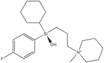 1-[3-[(R)-Hydroxycyclohexyl(4-fluorophenyl)silyl]propyl]-1-methylpiperidinium 구조식 이미지