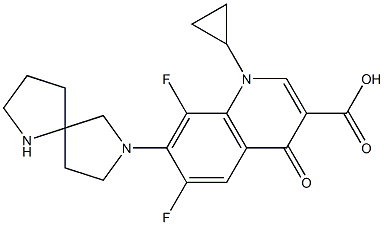 1-Cyclopropyl-1,4-dihydro-6,8-difluoro-7-(1,7-diazaspiro[4.4]nonan-7-yl)-4-oxoquinoline-3-carboxylic acid 구조식 이미지