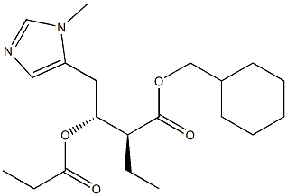 (2S,3R)-2-Ethyl-4-[(1-methyl-1H-imidazol)-5-yl]-3-propionyloxybutanoic acid cyclohexylmethyl ester Structure