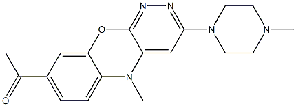 8-Acetyl-5-methyl-3-(4-methyl-1-piperazinyl)-5H-pyridazino[3,4-b][1,4]benzoxazine 구조식 이미지