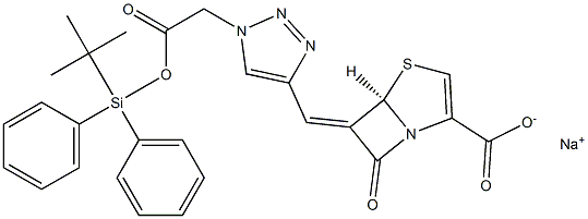 (5R,6Z)-6-[[1-[[(tert-Butyldiphenylsiloxy)carbonyl]methyl]-1H-1,2,3-triazol-4-yl]methylene]-7-oxo-4-thia-1-azabicyclo[3.2.0]hept-2-ene-2-carboxylic acid sodium salt Structure