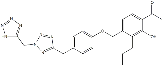 2'-Hydroxy-3'-propyl-4'-[[4-[2-[(1H-tetrazol-5-yl)methyl]-2H-tetrazol-5-ylmethyl]phenoxy]methyl]acetophenone Structure