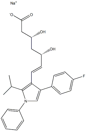 (3R,5S,6E)-3,5-Dihydroxy-7-[2-isopropyl-1-phenyl-4-(4-fluorophenyl)-1H-pyrrol-3-yl]-6-heptenoic acid sodium salt 구조식 이미지