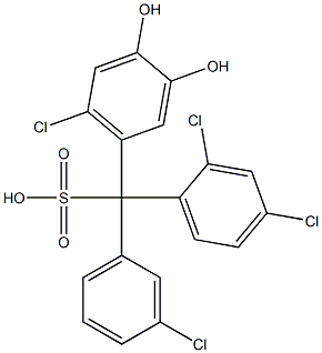 (3-Chlorophenyl)(2,4-dichlorophenyl)(6-chloro-3,4-dihydroxyphenyl)methanesulfonic acid 구조식 이미지