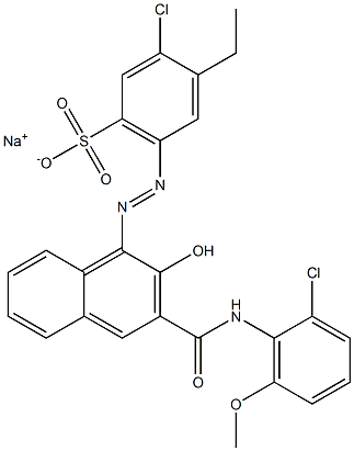 3-Chloro-4-ethyl-6-[[3-[[(2-chloro-6-methoxyphenyl)amino]carbonyl]-2-hydroxy-1-naphtyl]azo]benzenesulfonic acid sodium salt Structure