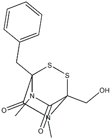 1-Benzyl-4-hydroxymethyl-5,7-dimethyl-2,3-dithia-5,7-diazabicyclo[2.2.2]octane-6,8-dione 구조식 이미지