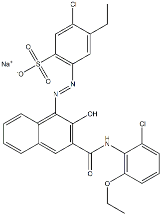 3-Chloro-4-ethyl-6-[[3-[[(2-chloro-6-ethoxyphenyl)amino]carbonyl]-2-hydroxy-1-naphtyl]azo]benzenesulfonic acid sodium salt 구조식 이미지
