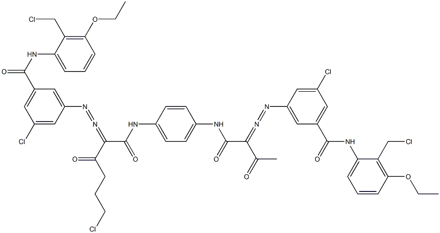 3,3'-[2-(2-Chloroethyl)-1,4-phenylenebis[iminocarbonyl(acetylmethylene)azo]]bis[N-[2-(chloromethyl)-3-ethoxyphenyl]-5-chlorobenzamide] 구조식 이미지