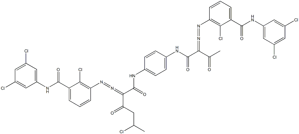 3,3'-[2-(1-Chloroethyl)-1,4-phenylenebis[iminocarbonyl(acetylmethylene)azo]]bis[N-(3,5-dichlorophenyl)-2-chlorobenzamide] Structure