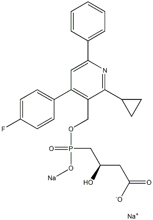 (3R)-4-[[[4-(4-Fluorophenyl)-2-cyclopropyl-6-phenyl-3-pyridinyl]methoxy]sodiooxyphosphinyl]-3-hydroxybutyric acid sodium salt 구조식 이미지