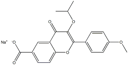 3-Isopropoxy-2-(p-methoxyphenyl)-4-oxo-4H-1-benzopyran-6-carboxylic acid sodium salt 구조식 이미지