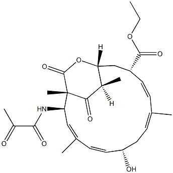 N-[(1S,2R,3E,5E,7S,9E,11E,13S,15R,19R)-7-Hydroxy-1,4,10,19-tetramethyl-17,18-dioxo-13-(ethoxycarbonyl)-16-oxabicyclo[13.2.2]nonadeca-3,5,9,11-tetren-2-yl]-2-oxopropanamide 구조식 이미지