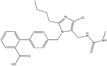 4'-[[2-Butyl-4-chloro-5-[(3-methylureido)methyl]-1H-imidazol-1-yl]methyl]-1,1'-biphenyl-2-carboxylic acid Structure