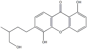 1,5-Dihydroxy-6-(3-methyl-4-hydroxybutyl)xanthone 구조식 이미지