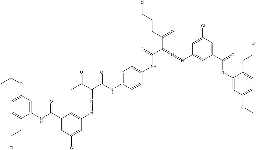 3,3'-[2-(2-Chloroethyl)-1,4-phenylenebis[iminocarbonyl(acetylmethylene)azo]]bis[N-[2-(2-chloroethyl)-5-ethoxyphenyl]-5-chlorobenzamide] Structure