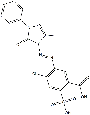 5-Chloro-2-carboxy-4-[[(2-phenyl-5-methyl-2,4-dihydro-3-oxo-3H-pyrazol)-4-yl]azo]benzenesulfonic acid 구조식 이미지