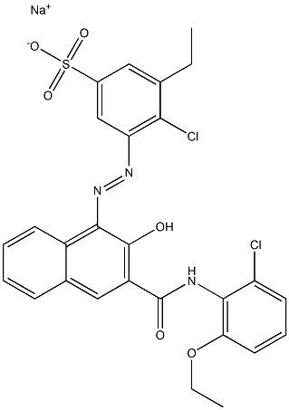 4-Chloro-3-ethyl-5-[[3-[[(2-chloro-6-ethoxyphenyl)amino]carbonyl]-2-hydroxy-1-naphtyl]azo]benzenesulfonic acid sodium salt 구조식 이미지