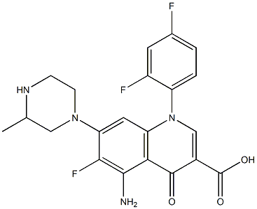 5-Amino-6-fluoro-1-(2,4-difluorophenyl)-1,4-dihydro-4-oxo-7-(3-methyl-1-piperazinyl)quinoline-3-carboxylic acid 구조식 이미지