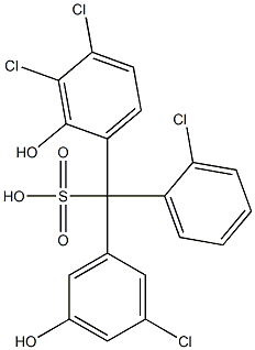 (2-Chlorophenyl)(3-chloro-5-hydroxyphenyl)(3,4-dichloro-2-hydroxyphenyl)methanesulfonic acid 구조식 이미지