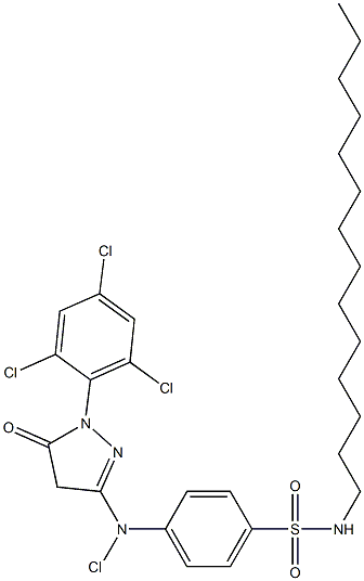 1-(2,4,6-Trichlorophenyl)-3-[chloro-4-(N-tetradecylsulfamoyl)anilino]-5-oxo-2-pyrazoline Structure