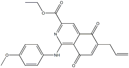 6-(2-Propenyl)-5,8-dihydro-1-(p-methoxyphenylamino)-5,8-dioxoisoquinoline-3-carboxylic acid ethyl ester 구조식 이미지