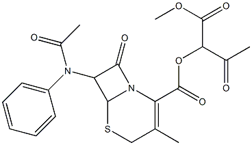 3-Methyl-8-oxo-7-phenylacetylamino-5-thia-1-azabicyclo[4.2.0]oct-2-ene-2-carboxylic acid (1-methoxycarbonyl-2-oxopropyl) ester 구조식 이미지