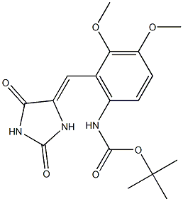 5-[2,3-Dimethoxy-6-(tert-butyloxycarbonylamino)benzylidene]imidazolidine-2,4-dione 구조식 이미지