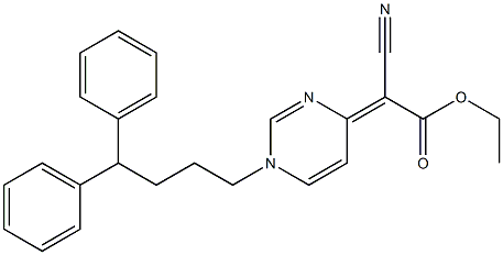 4-[Cyano(ethoxycarbonyl)methylene]-1,4-dihydro-1-(4,4-diphenylbutyl)pyrimidine 구조식 이미지